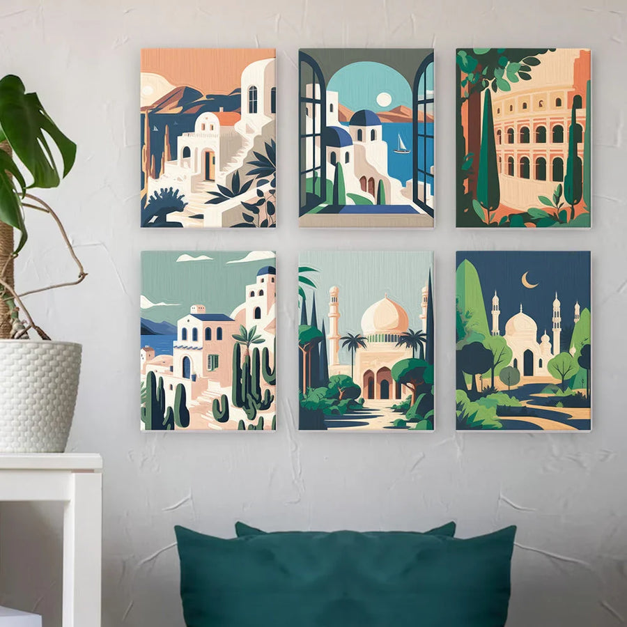 Coffret "Cités Blanches" – 6 peintures par numéro