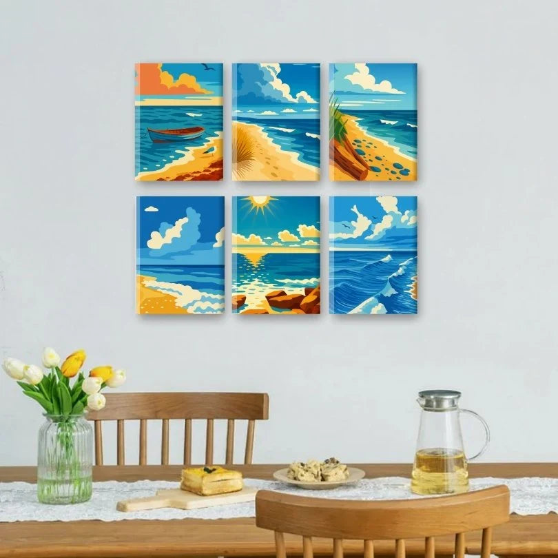 Coffret "Île déserte" – 6 peintures par numéro