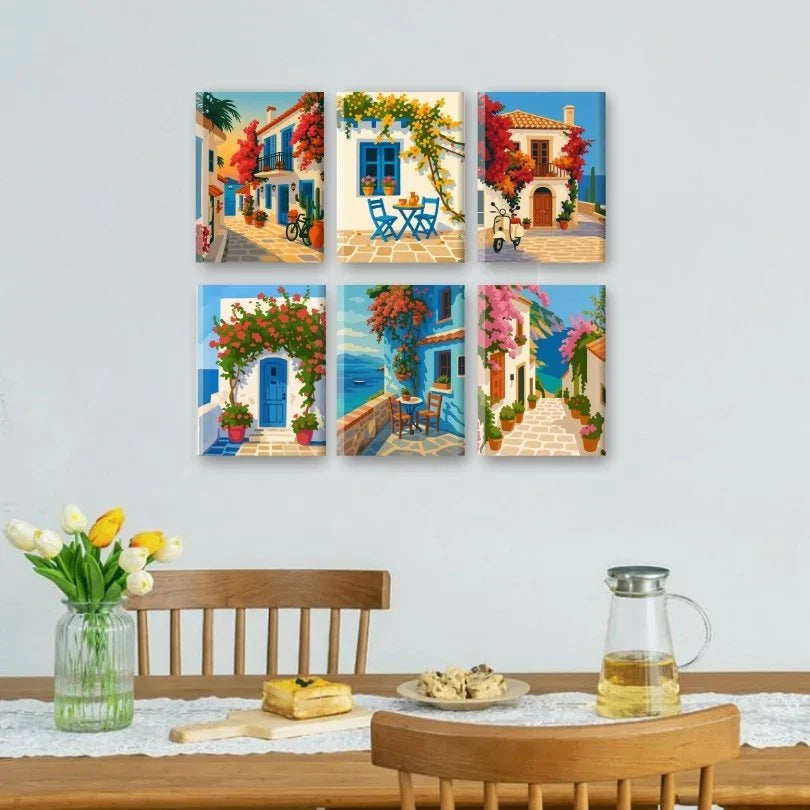 Coffret "Village au Bord de Mer" – 6 peintures par numéro