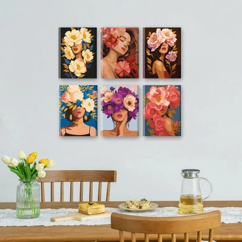 Coffret "Femmes Fleuries" – 6 peintures par numéro
