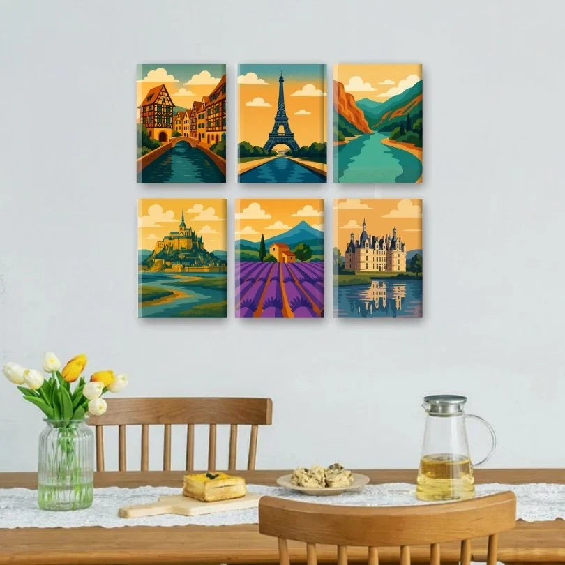 Coffret "Paysages Français" – 6 peintures par numéro