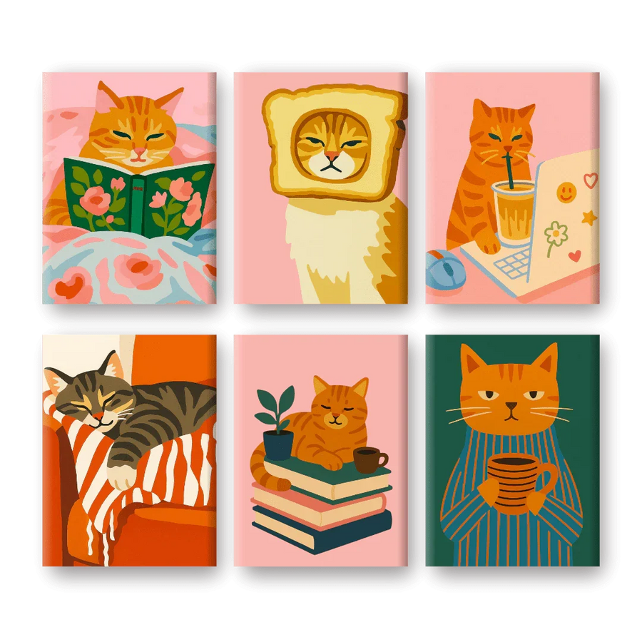 Coffret "Chat Cocooning" – 6 peintures par numéro