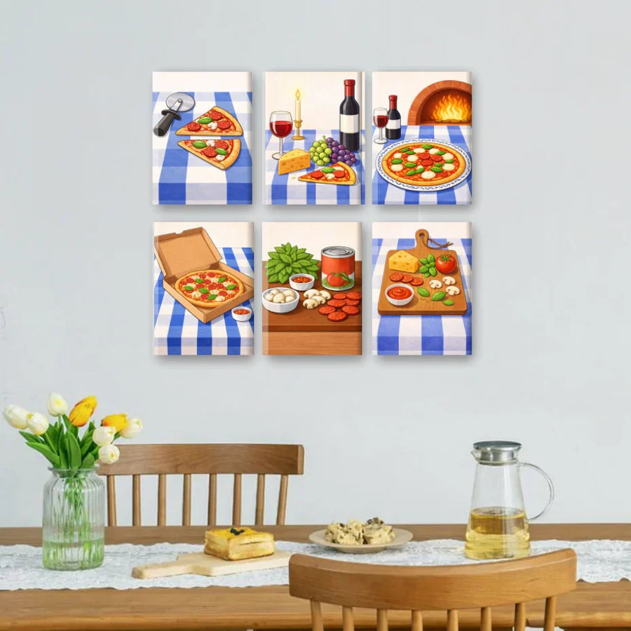 Coffret "Soirée Pizza" – 6 peintures par numéro