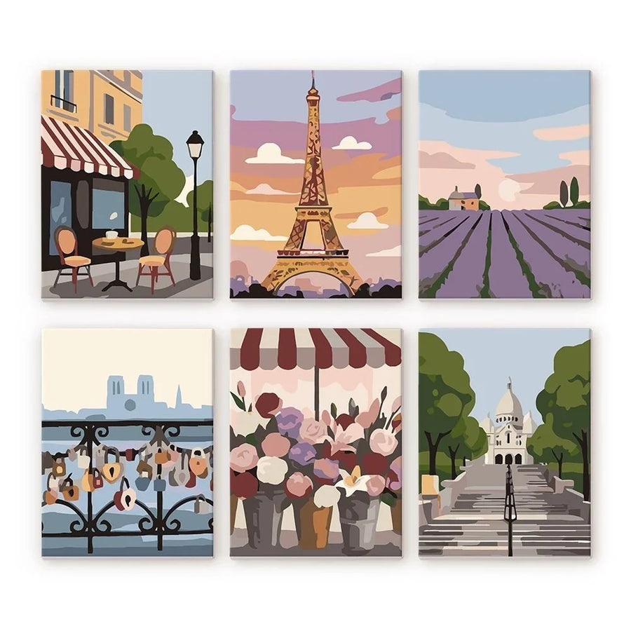 Coffret "Paris t'aimes" – 6 peintures par numéro