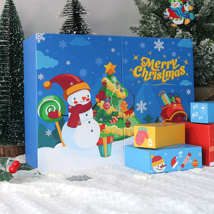 Calendrier de l'Avent Diamond painting « Bonhomme de Neige » – 12 surprises