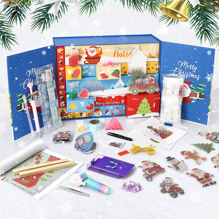 Calendrier de l'Avent Diamond painting « Bonhomme de Neige » – 12 surprises