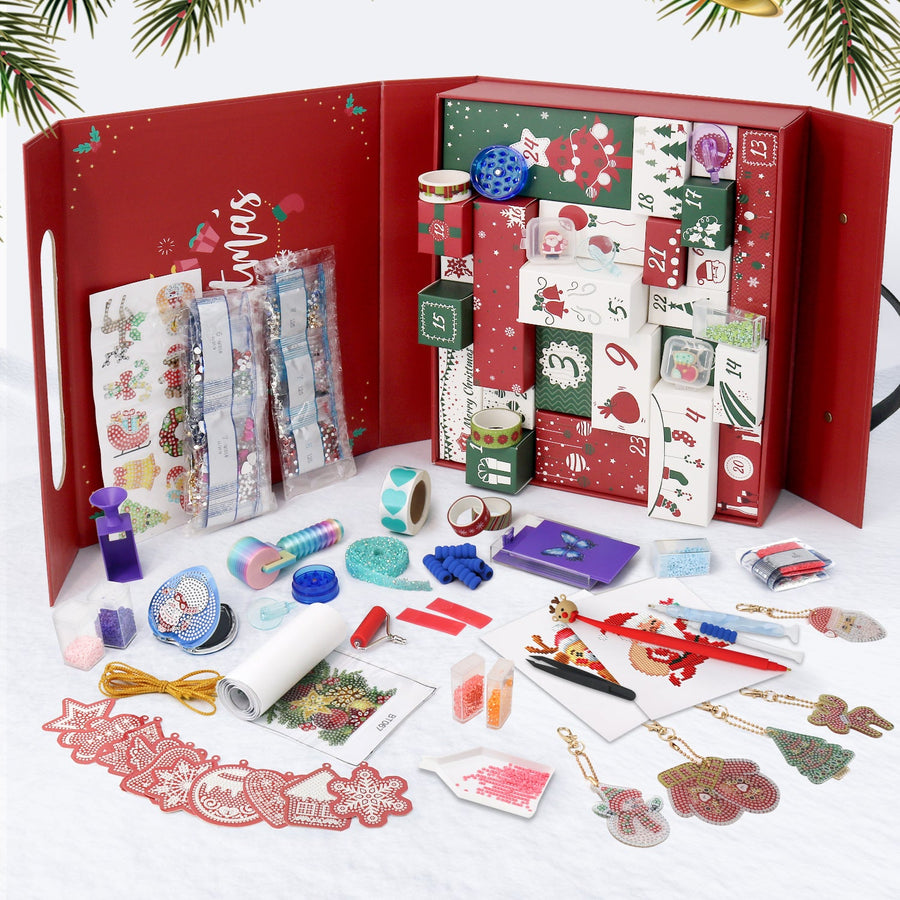 Calendrier de l'Avent Diamond painting « Couronne de Noël » – 24 surprises