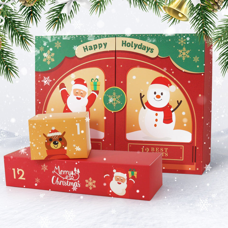 Calendrier de l'Avent Peinture par numéro « Père Noël & Bonhomme de Neige » – 12 surprises
