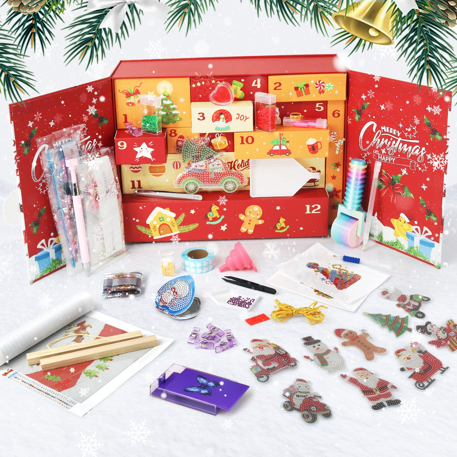 Calendrier de l'Avent Diamond painting « Père Noël Joyeux » – 12 surprises