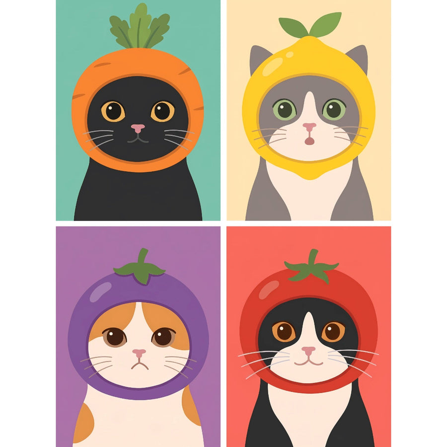 Coffret "Chats Déguisés" – 4 peintures par numéro