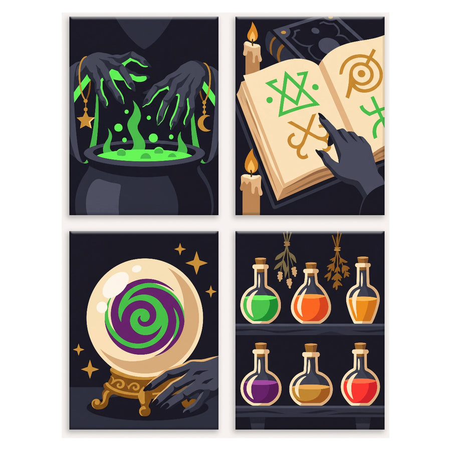 Coffret "Chaudron et Grimoire" – 4 peintures par numéro