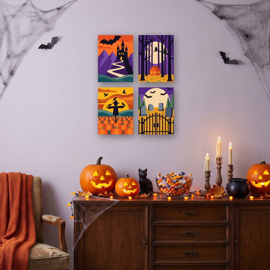 Coffret "Crépuscule Hanté" – 4 peintures par numéro