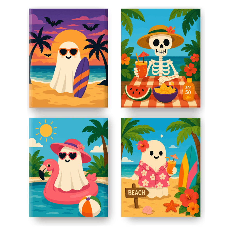 Coffret "Été des Fantômes Surfeurs" – 4 peintures par numéro