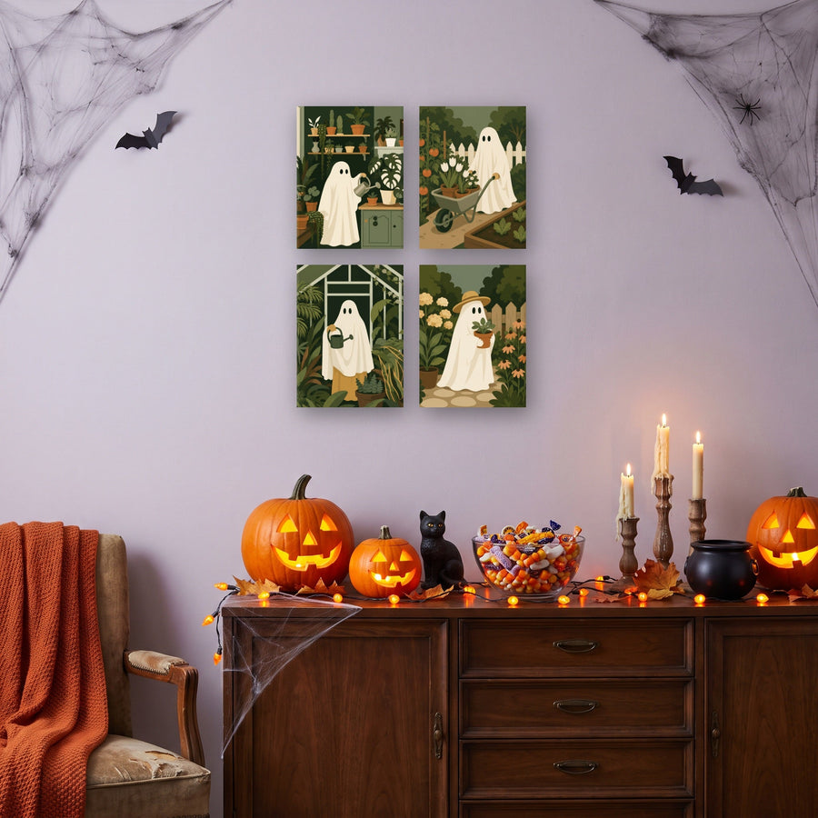 Coffret "Fantômes au Jardin" – 4 peintures par numéro