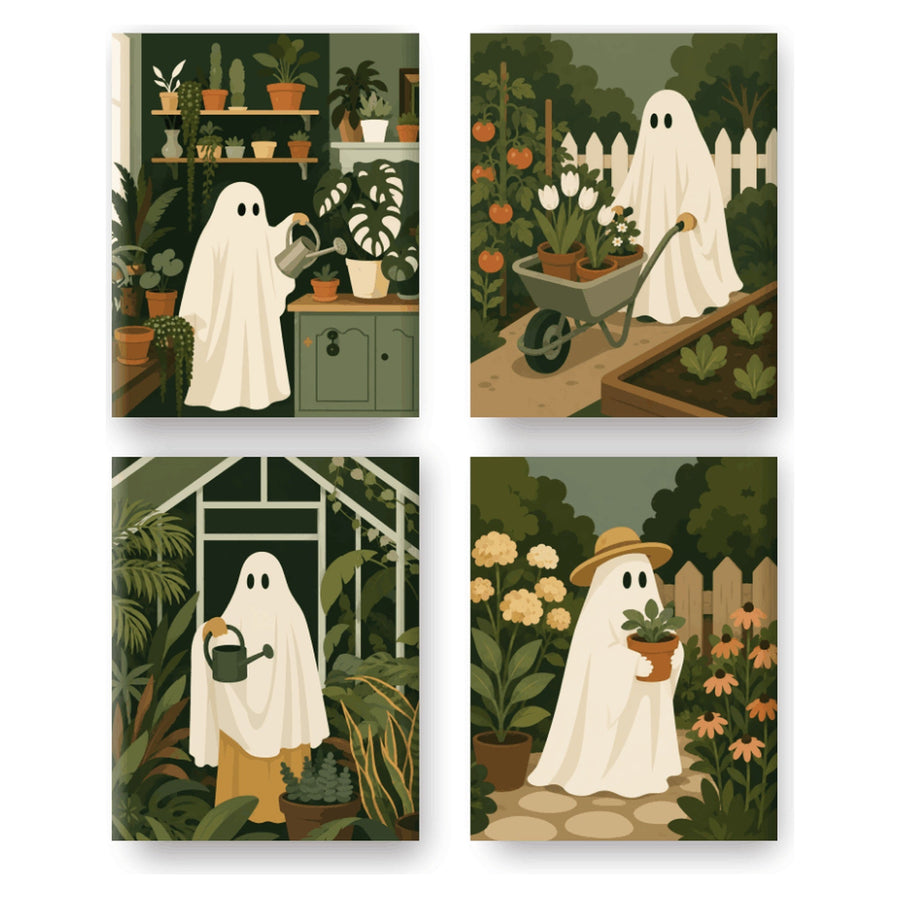 Coffret "Fantômes au Jardin" – 4 peintures par numéro
