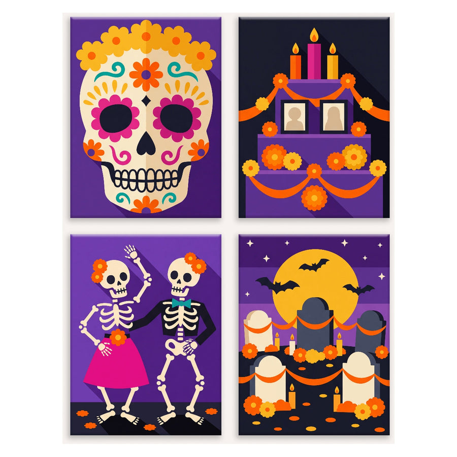 Coffret "Fête des Morts" – 4 peintures par numéro