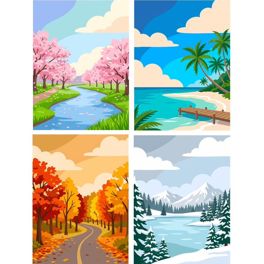 Coffret "Les Quatre Saisons" – 4 peintures par numéro
