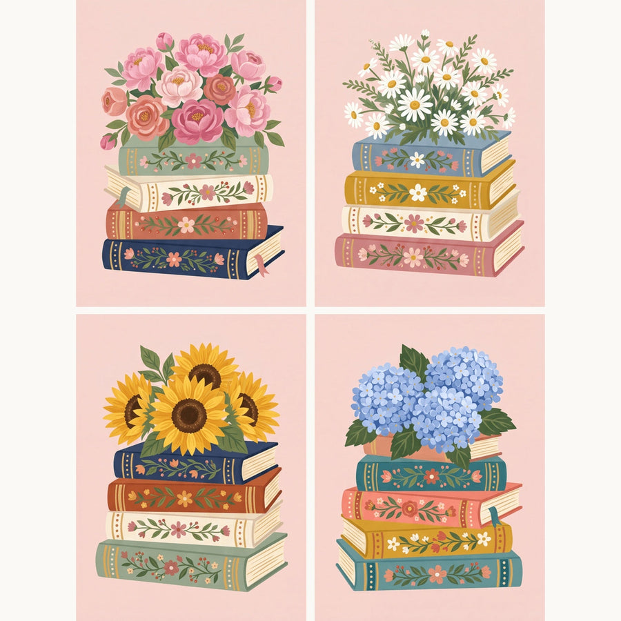 Coffret "Livres en Fleurs" – 4 peintures par numéro