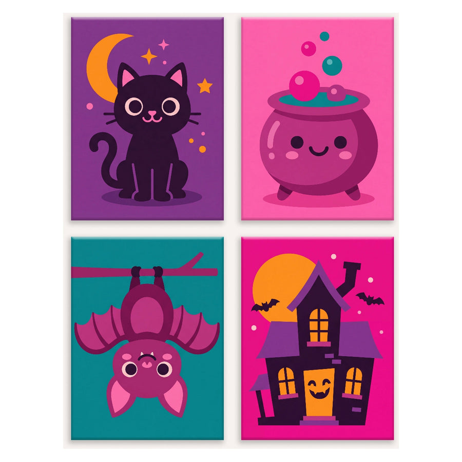 Coffret "Nuit Rose d'Halloween" – 4 peintures par numéro