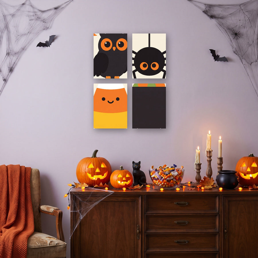 Coffret "Orange et Noir" – 4 peintures par numéro