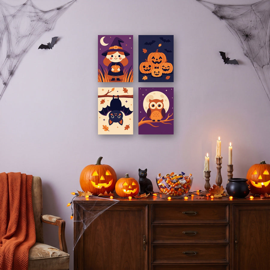 Coffret "Petite Sorcière et Compagnie" – 4 peintures par numéro