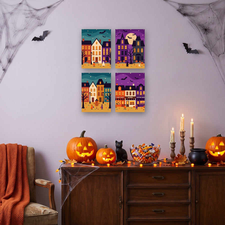 Coffret "Petite Ville Hantée" – 4 peintures par numéro