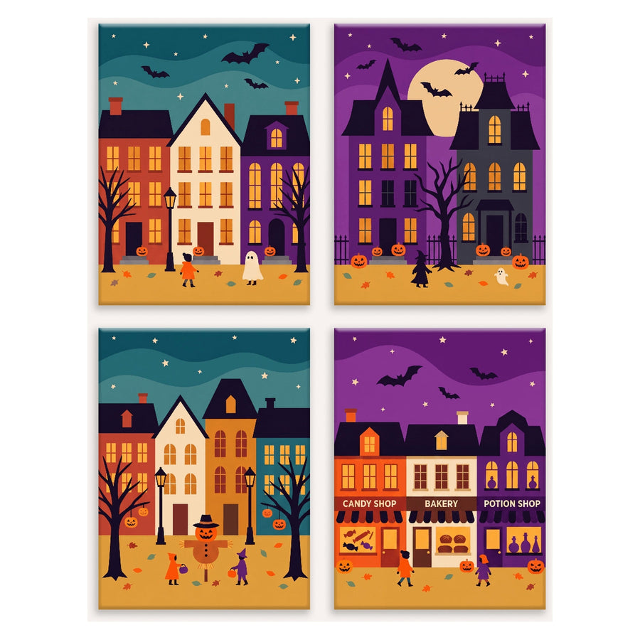 Coffret "Petite Ville Hantée" – 4 peintures par numéro