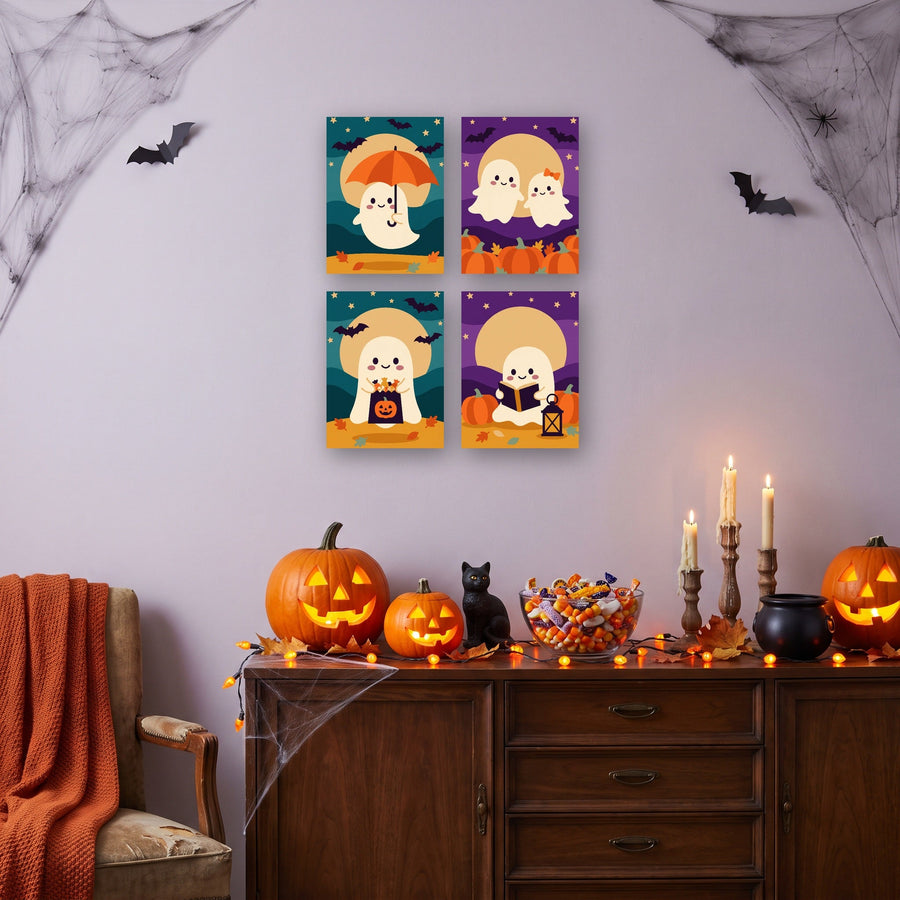 Coffret "Petits Fantômes Mignons" – 4 peintures par numéro
