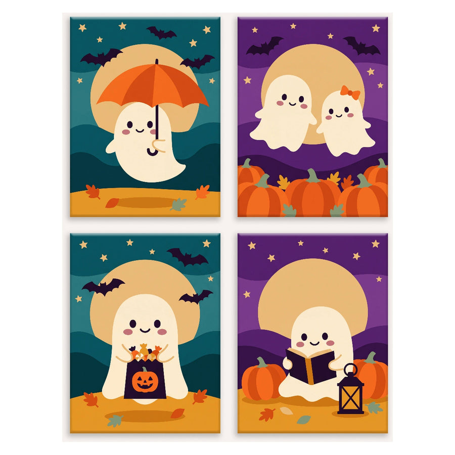 Coffret "Petits Fantômes Mignons" – 4 peintures par numéro
