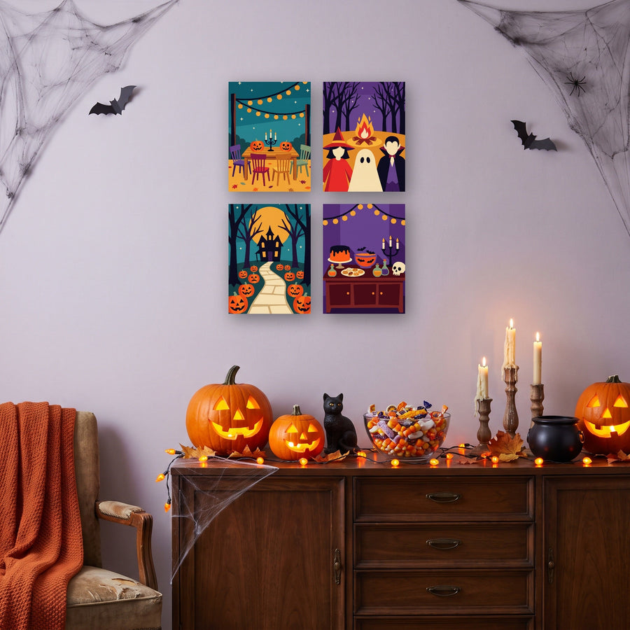 Coffret "Soirée d'Halloween" – 4 peintures par numéro