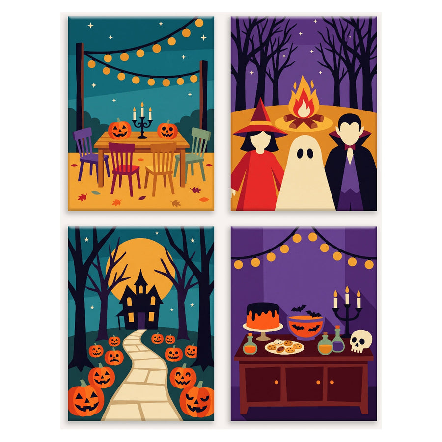 Coffret "Soirée d'Halloween" – 4 peintures par numéro