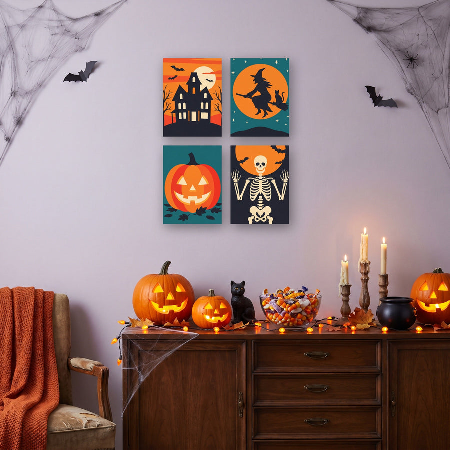 Coffret "Sorcière et Squelette" – 4 peintures par numéro