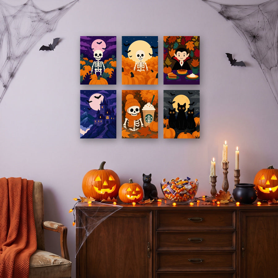Coffret "Automne des Squelettes" – 6 peintures par numéro