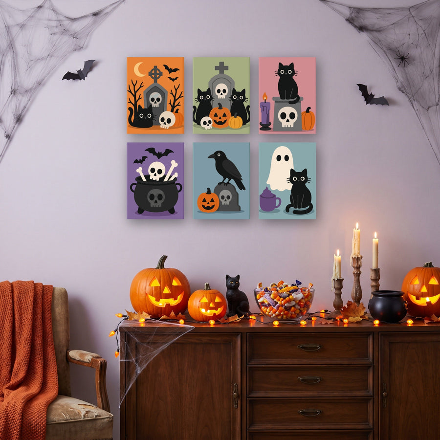 Coffret "Chats Noirs du Cimetière" – 6 peintures par numéro