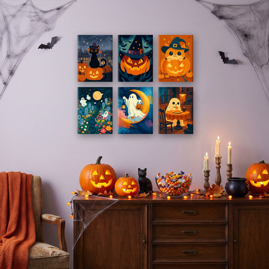 Coffret "Chats Sorciers et Fantômes" – 6 peintures par numéro