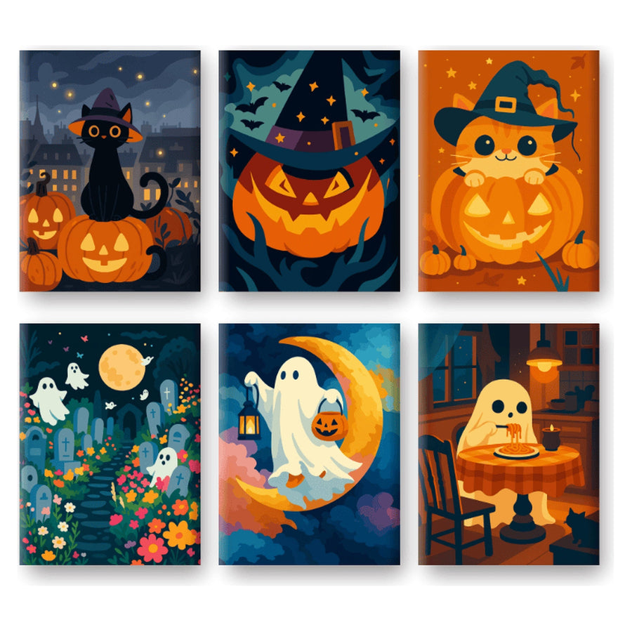 Coffret "Chats Sorciers et Fantômes" – 6 peintures par numéro