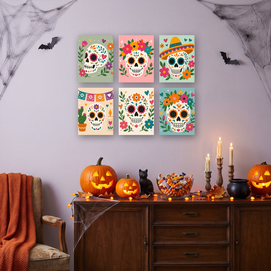 Coffret "Fête des Morts Fleurie" – 6 peintures par numéro