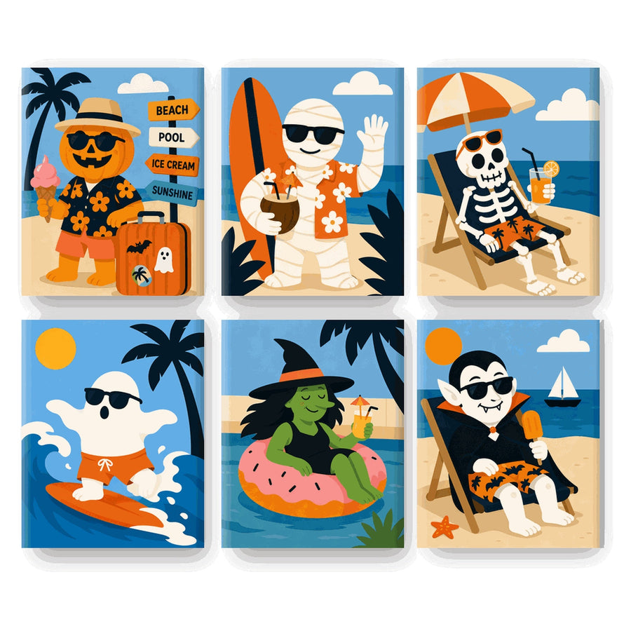 Coffret "Monstres en Vacances" – 6 peintures par numéro