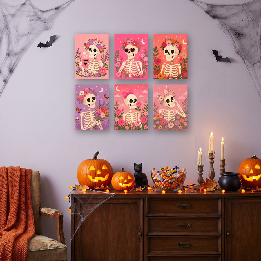 Coffret "Squelettes en Fleurs" – 6 peintures par numéro