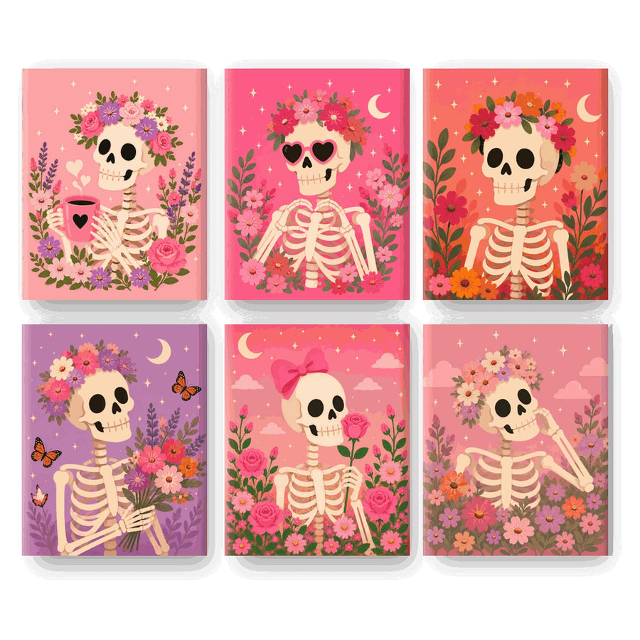 Coffret "Squelettes en Fleurs" – 6 peintures par numéro