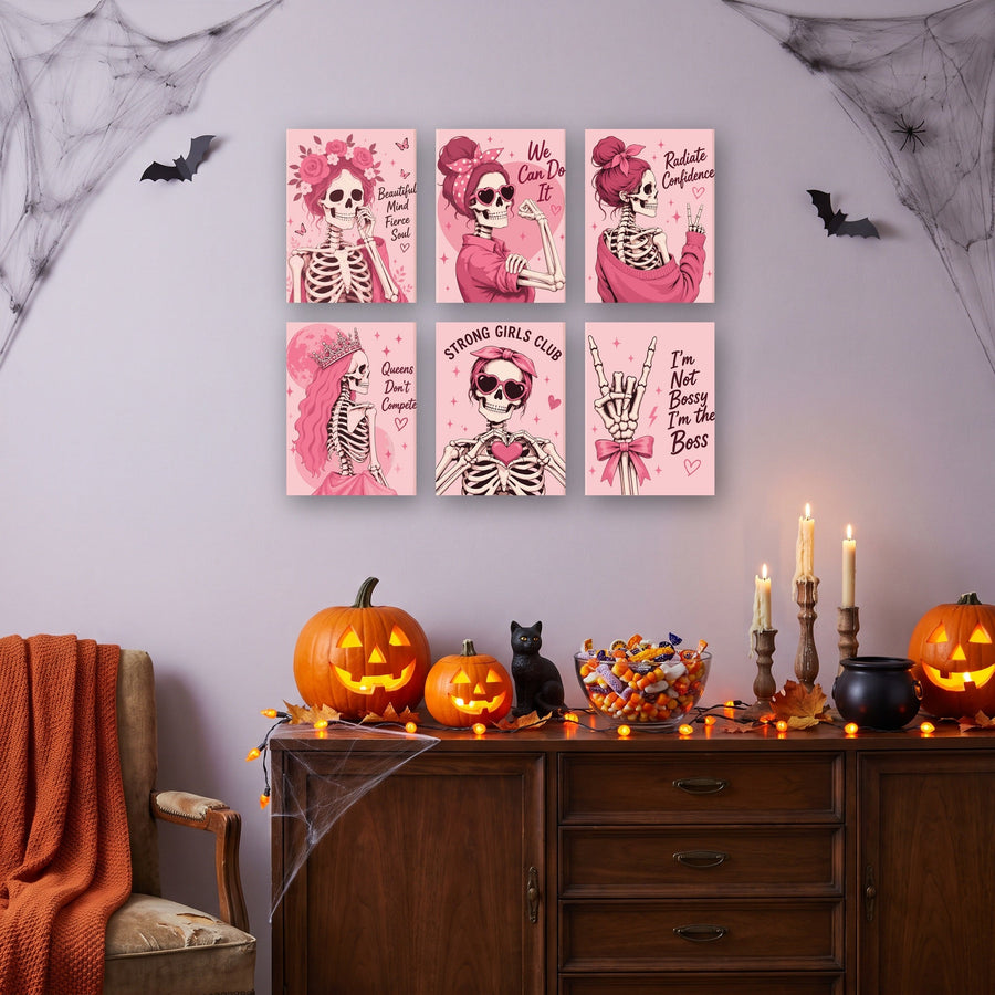 Coffret "Squelettes en Rose" – 6 peintures par numéro