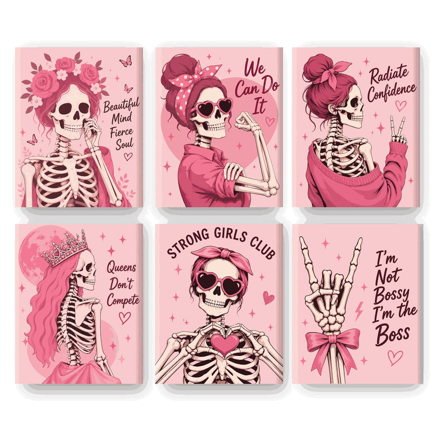 Coffret "Squelettes en Rose" – 6 peintures par numéro