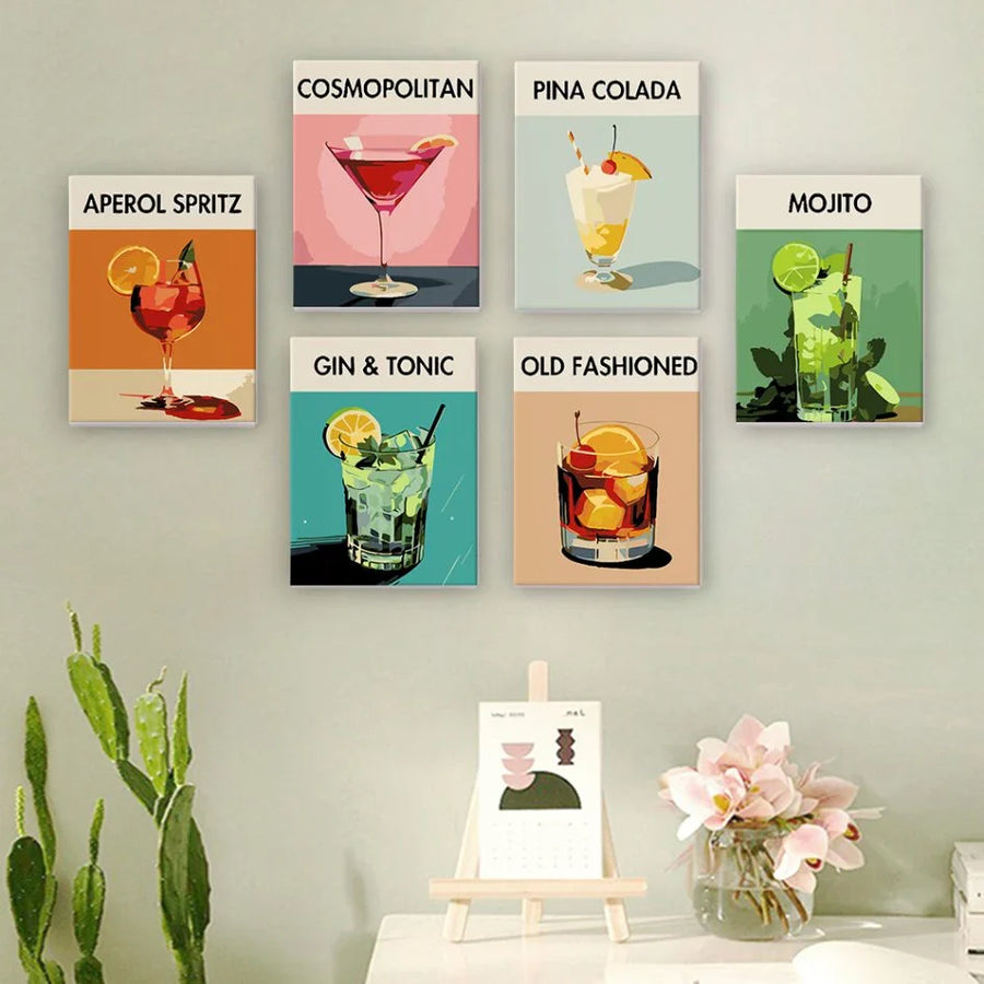 Coffret "Cocktails Deluxe" – 6 peintures par numéro