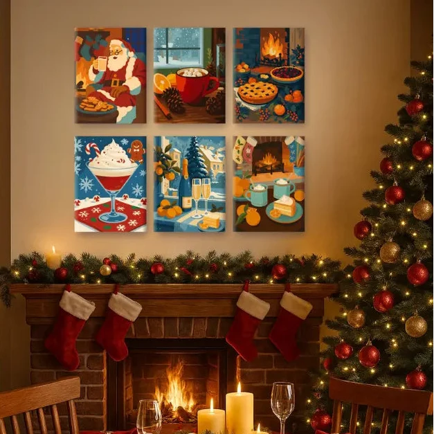 Coffret "Douce soirée d’hiver" – 6 peintures par numéro