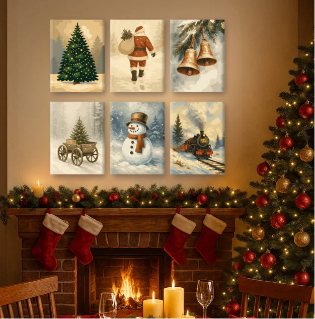 Coffret "En route vers Noël" – 6 peintures par numéro