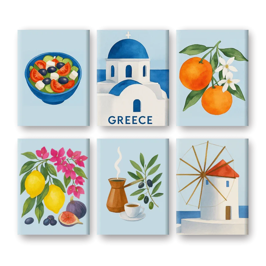 Coffret "Été Grec" – 6 peintures par numéro