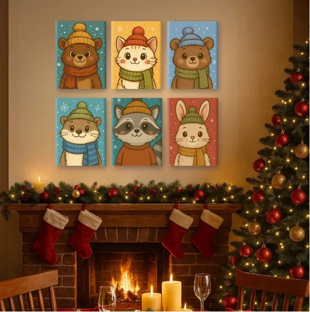 Coffret "Hiver mimi" – 6 peintures par numéro