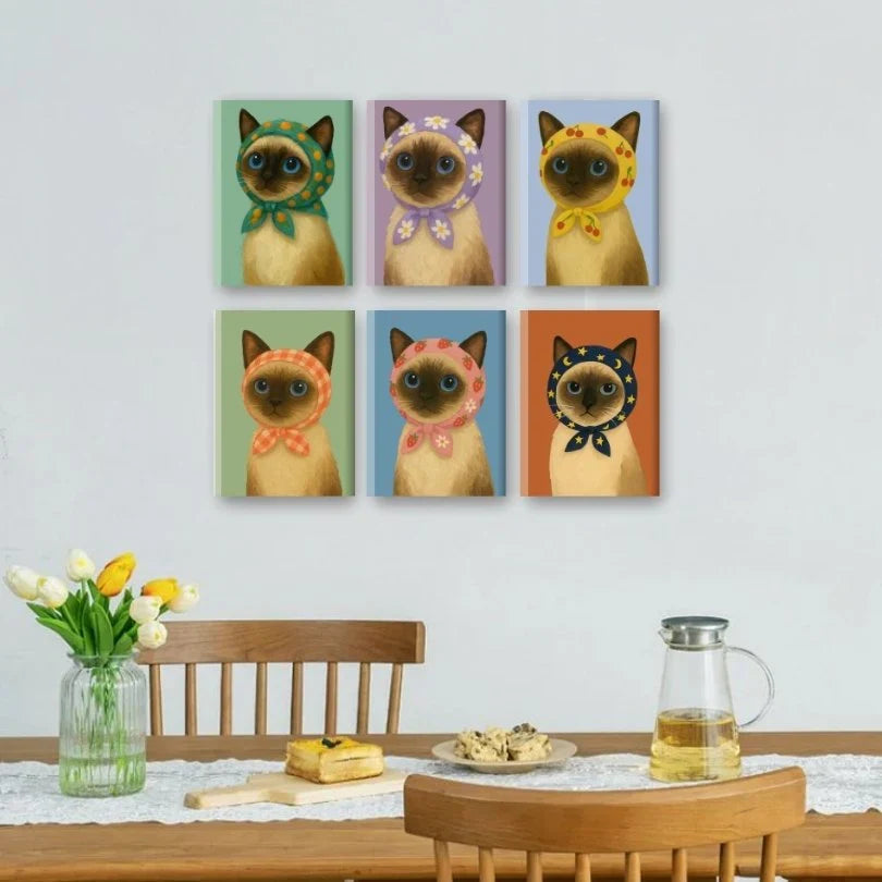 Coffret "Le chat est roi" – 6 peintures par numéro