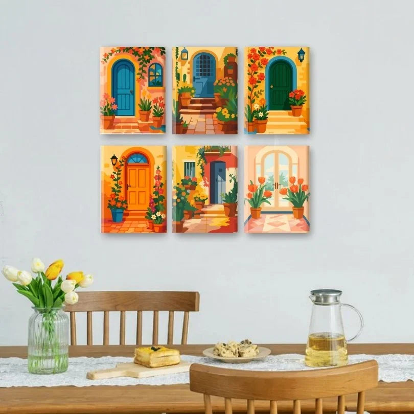 Coffret "Portes Fleuries" – 6 peintures par numéro