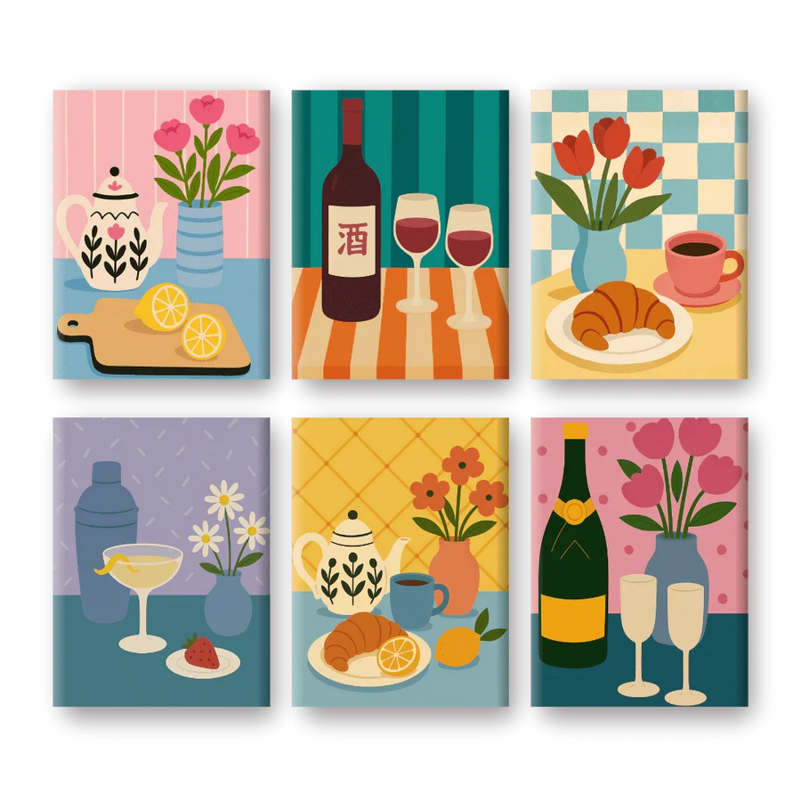 Coffret "Tables colorées" – 6 peintures par numéro